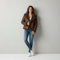 Mollie Faux Leren Jas voor Dames - Casual Chic met Shearling Voering
