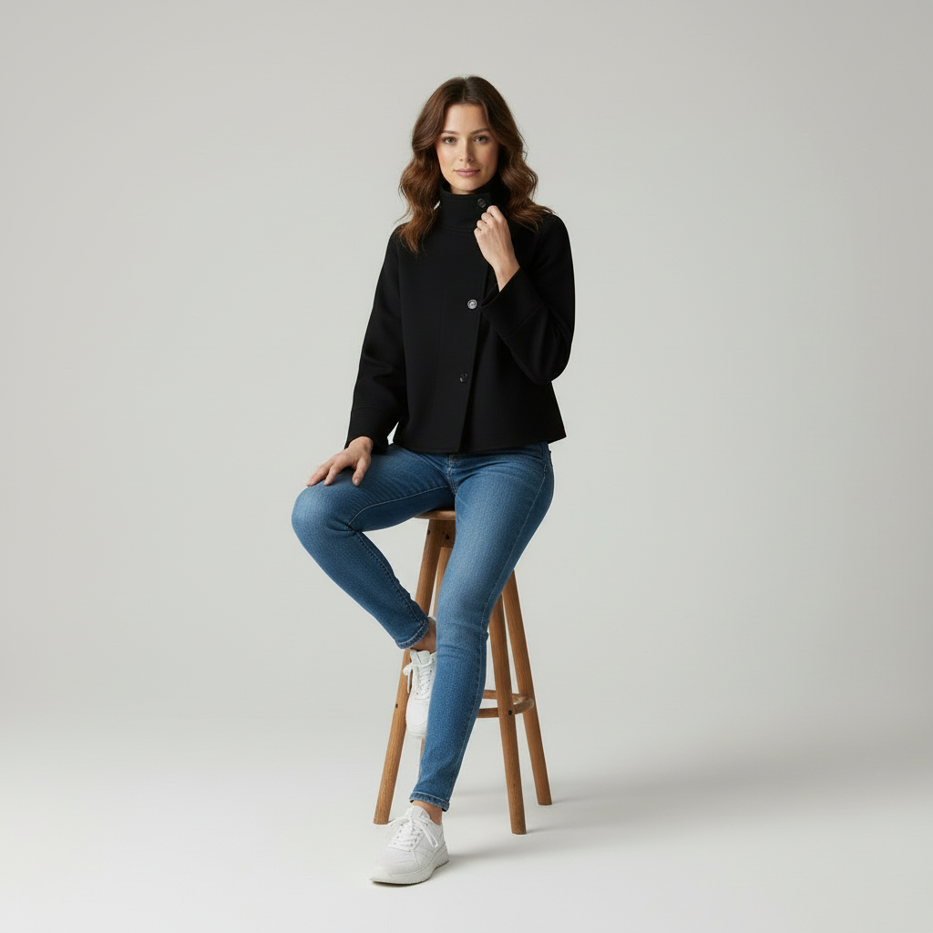 Lyndsey Katoenmix Damesjack - Asymmetrische Sluiting