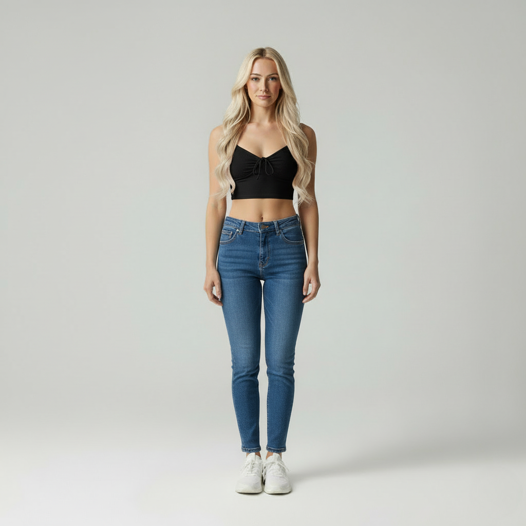 Lynelle | Wafelgebreide Crop Top met Ruched Strikdetail