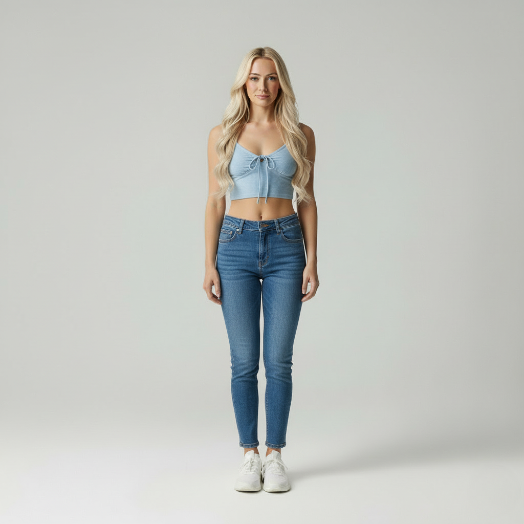 Lynelle | Wafelgebreide Crop Top met Ruched Strikdetail