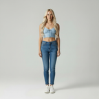 Lynelle | Wafelgebreide Crop Top met Ruched Strikdetail