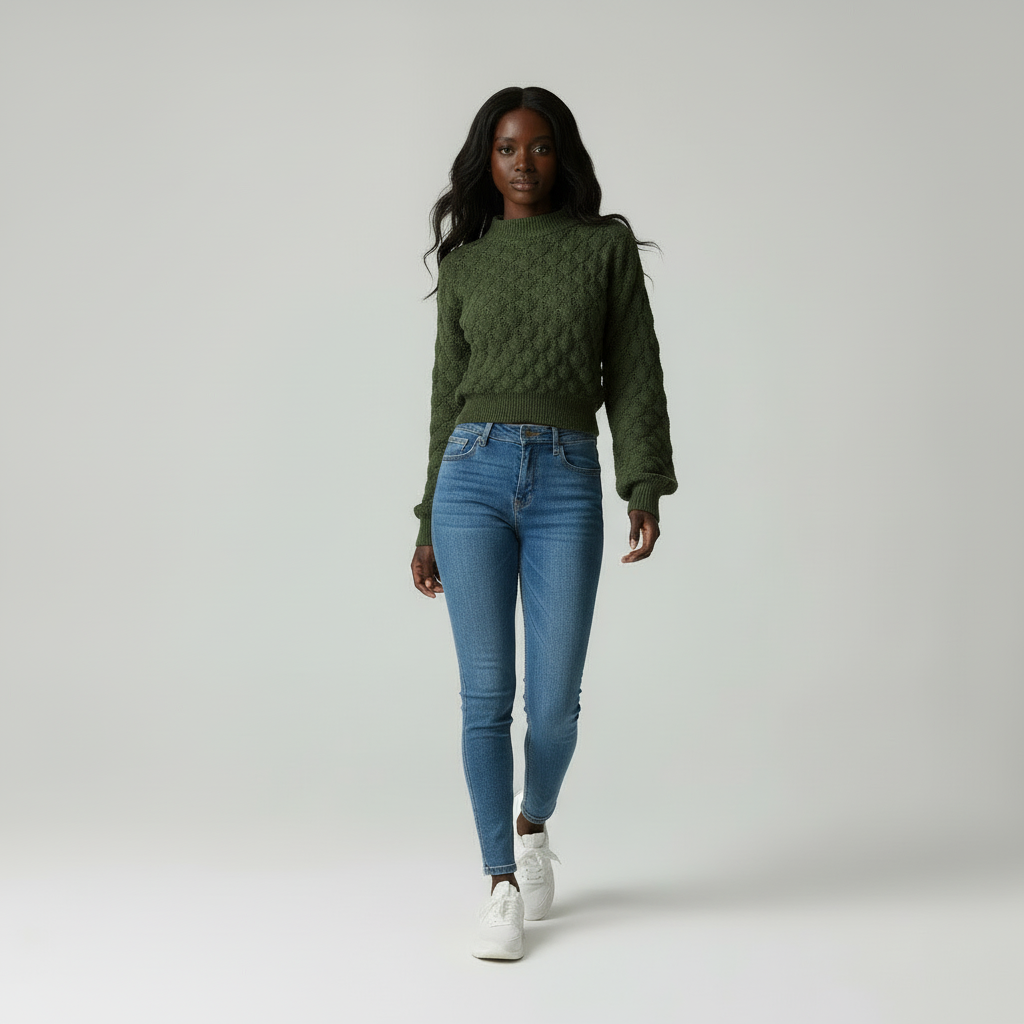 Gebreide Trui met Diamantpatroon