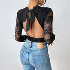 Lace Bodysuit met Bloemenkant Detail