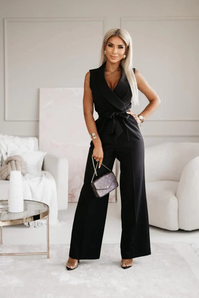 Jumpsuit met V-hals en Ceintuur