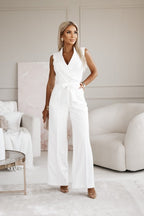 Jumpsuit met V-hals en Ceintuur