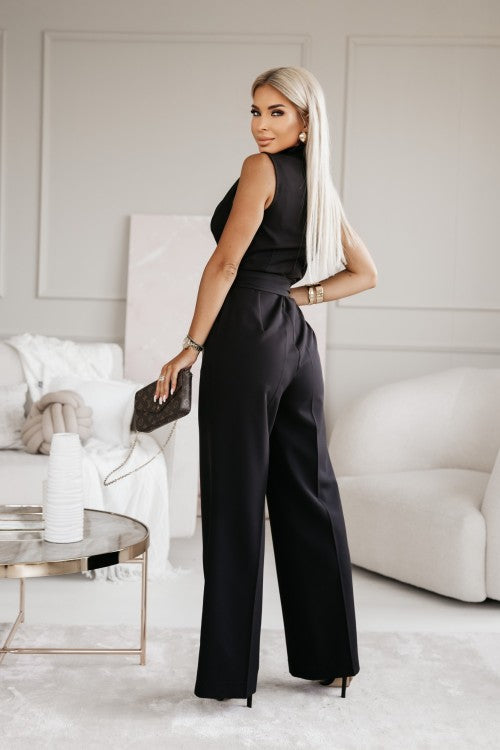 Jumpsuit met V-hals en Ceintuur
