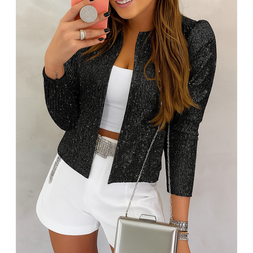 Anneliese Pailletten Jasje Dames - Glamoureus met Pofmouwen