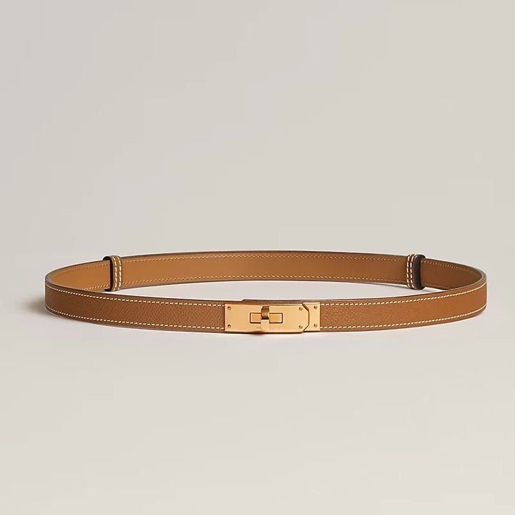 Leren Riem met Goudkleurige Kelly-stijl Gesp