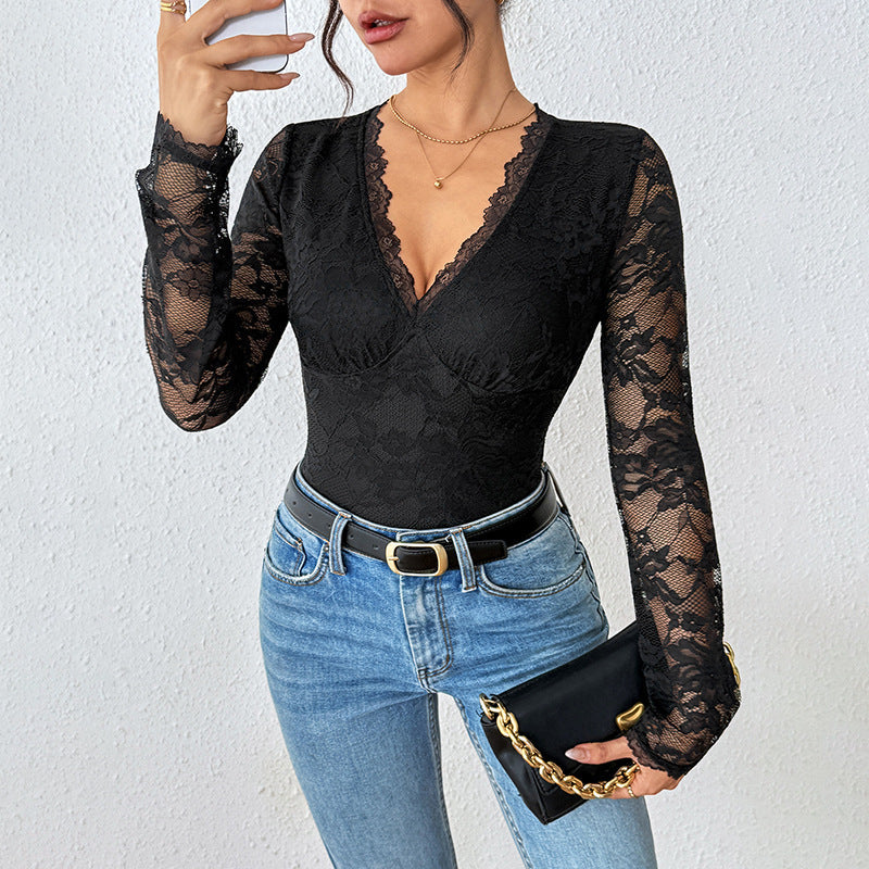 Lace Bodysuit met Bloemenkant Detail