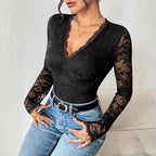 Lace Bodysuit met Bloemenkant Detail