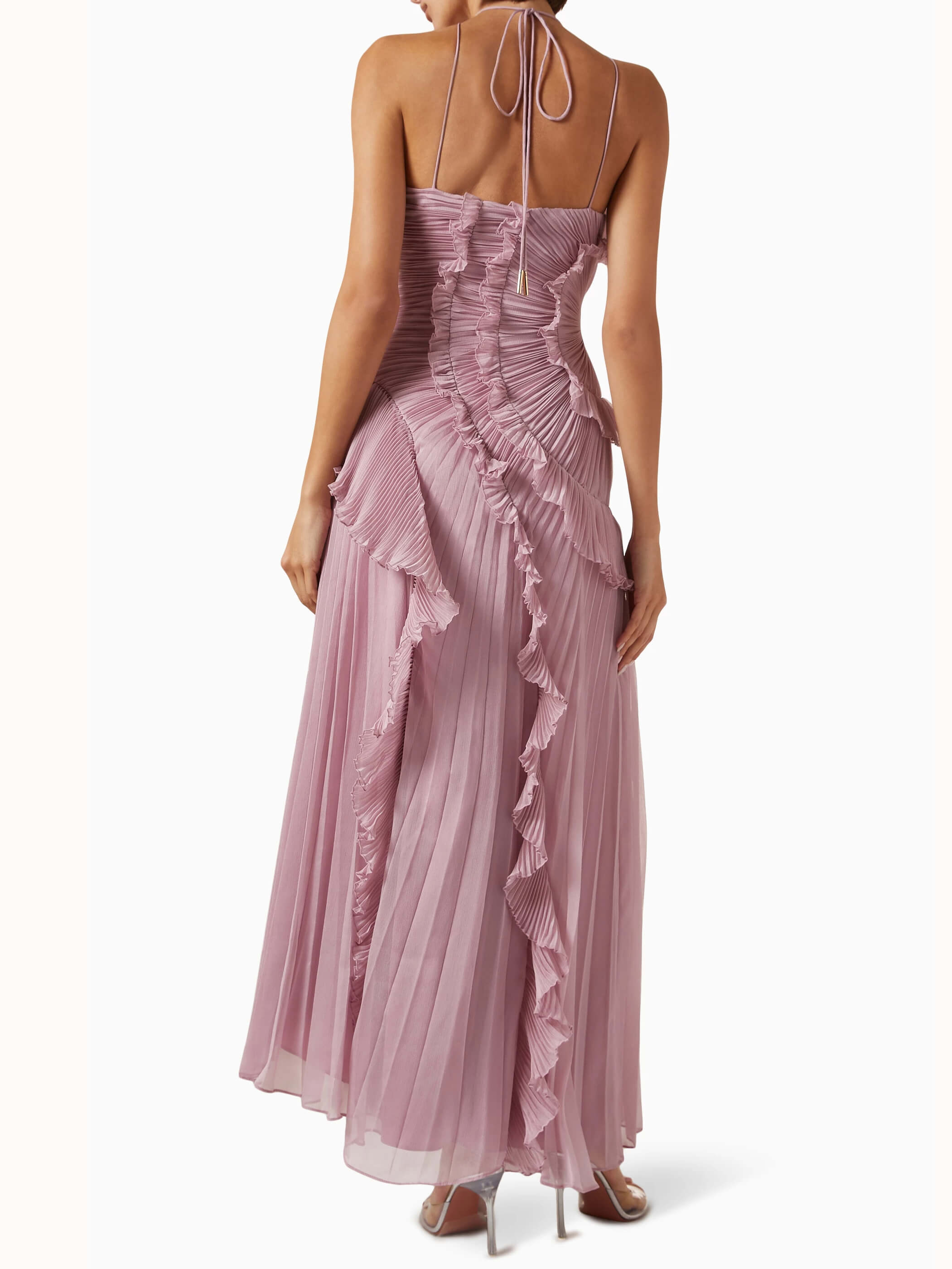 Elegant Geplooide Jurk met Waterval Ruches