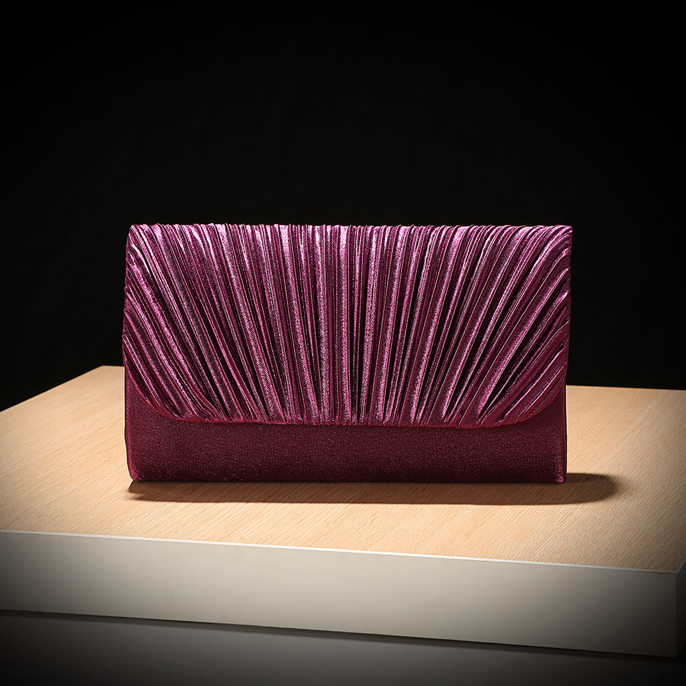 Geplooide Metallic Clutch Tas