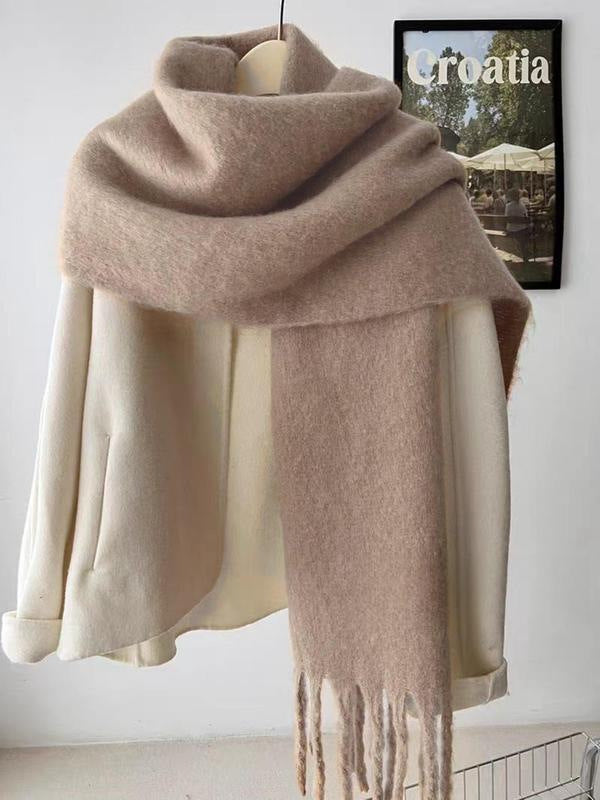 Pluche Acryl Wolmix Sjaal Dames - Casual Thora met Franjes