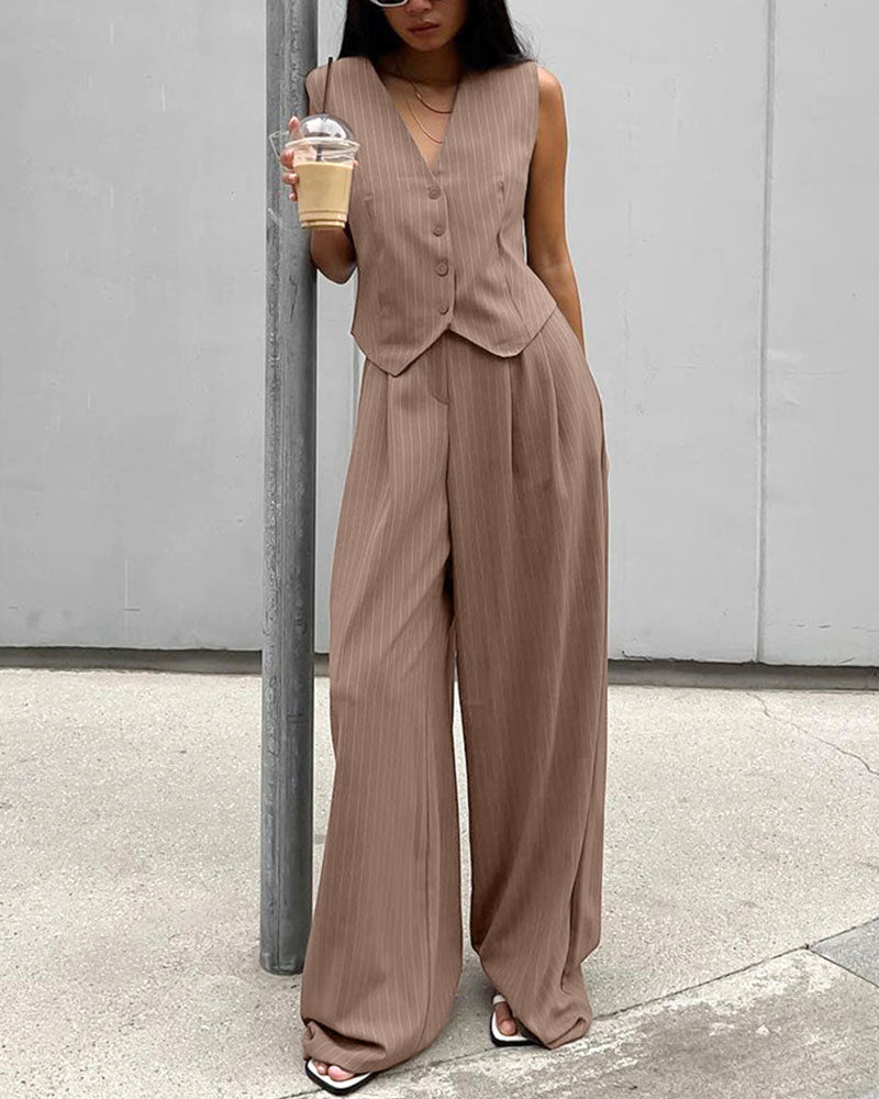 Angelle - Eigentijds Pinstripe Pakset Dames