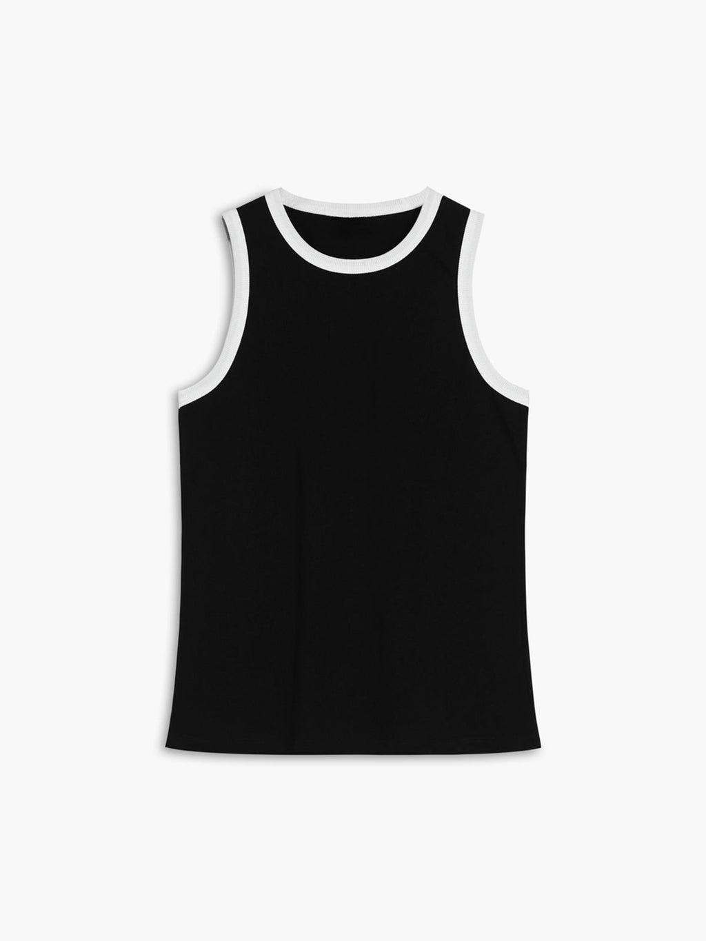 Ribgebreide Tanktop met Contrasterende Bies