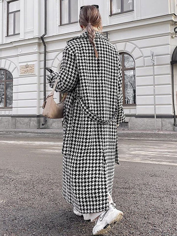 Jennyfer Wolmix Dames Jas - Klassieke Houndstooth Trench