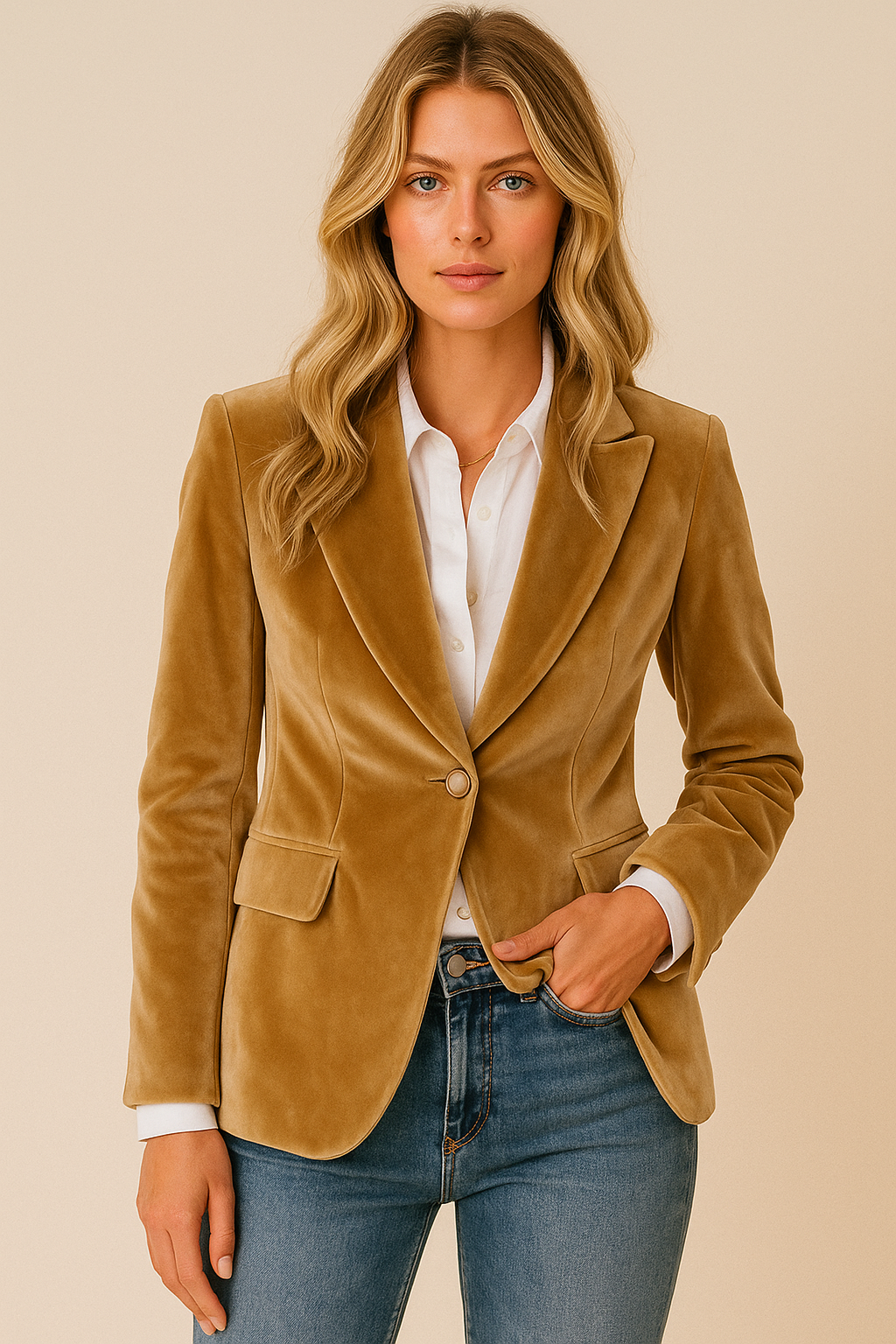 Fluwelen Blazer Dames - Elegante Andrea met Gouden Knopen
