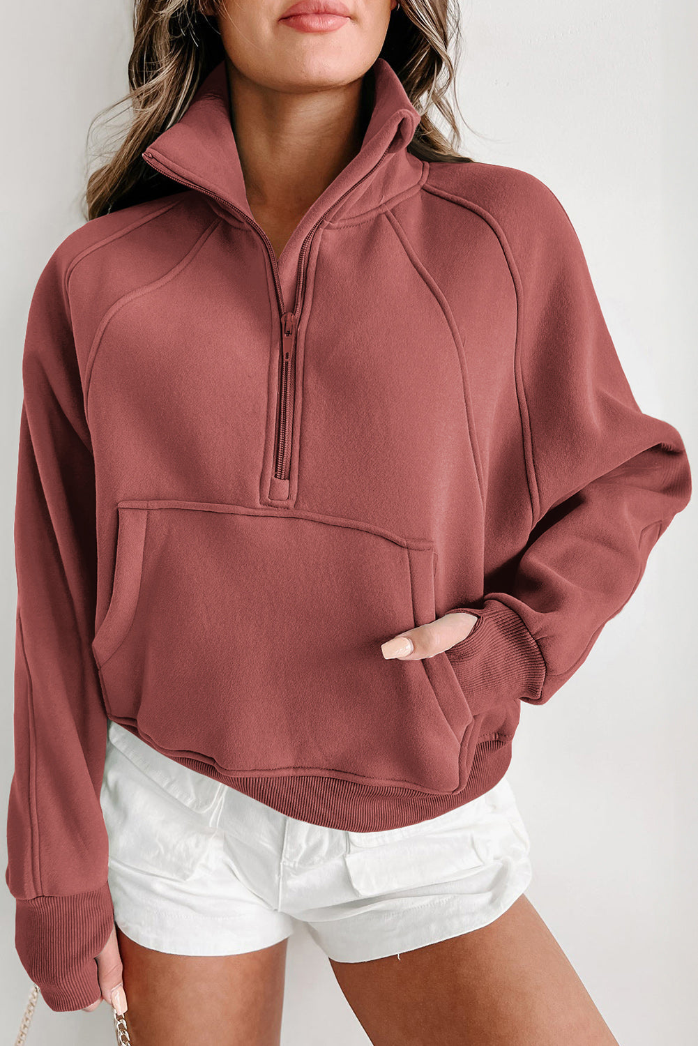 Pullover Sweatshirt met Kwartrits en Kangoeroezak