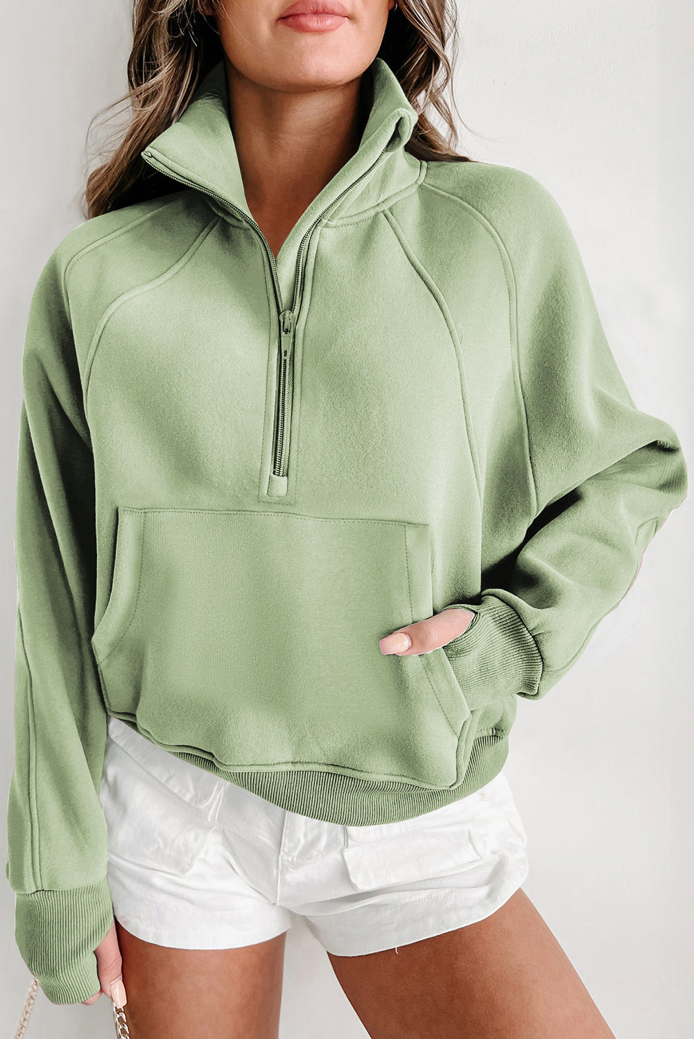 Pullover Sweatshirt met Kwartrits en Kangoeroezak