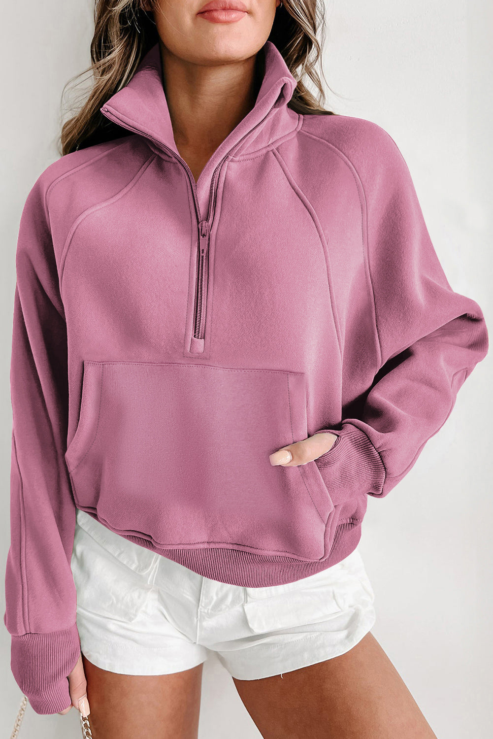 Pullover Sweatshirt met Kwartrits en Kangoeroezak