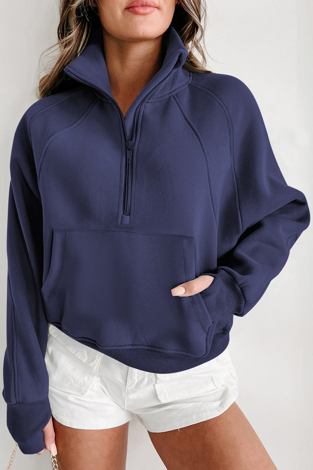 Pullover Sweatshirt met Kwartrits en Kangoeroezak