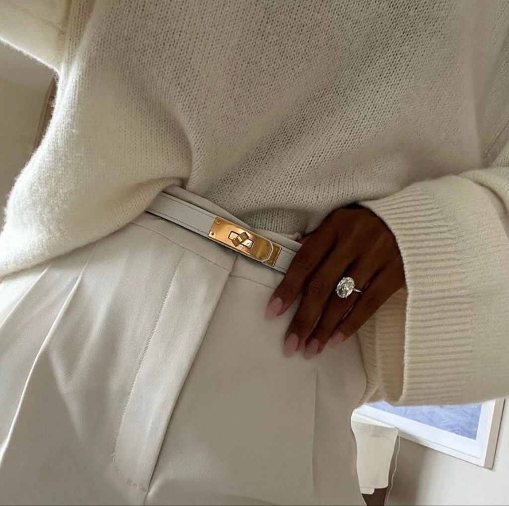 Leren Riem met Goudkleurige Kelly-stijl Gesp