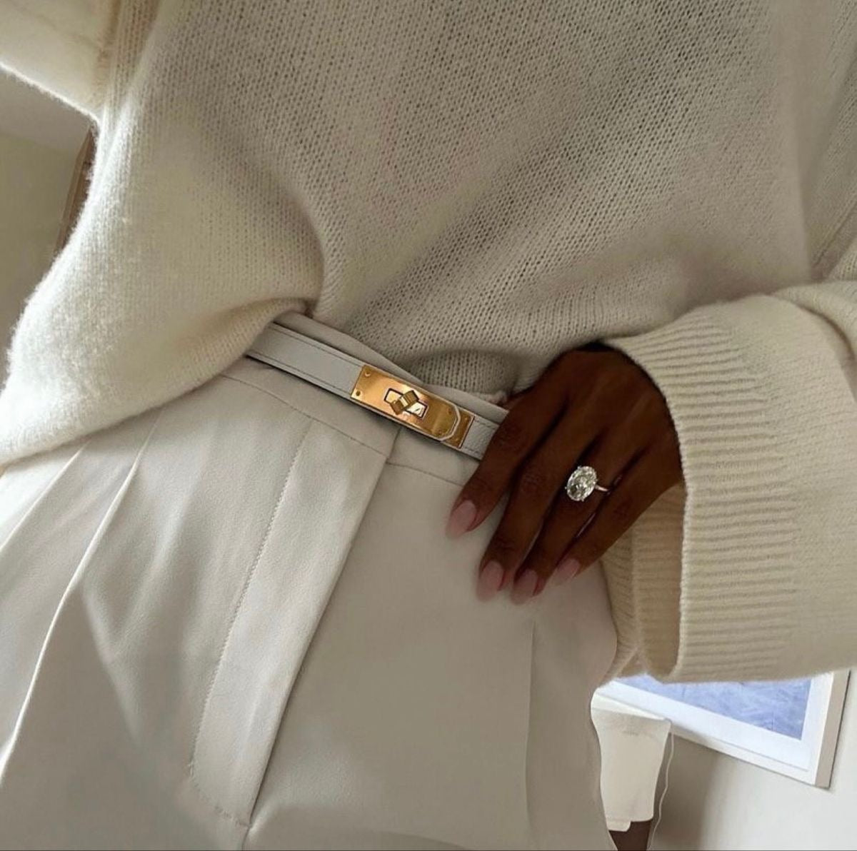 Leren Riem met Goudkleurige Kelly-stijl Gesp