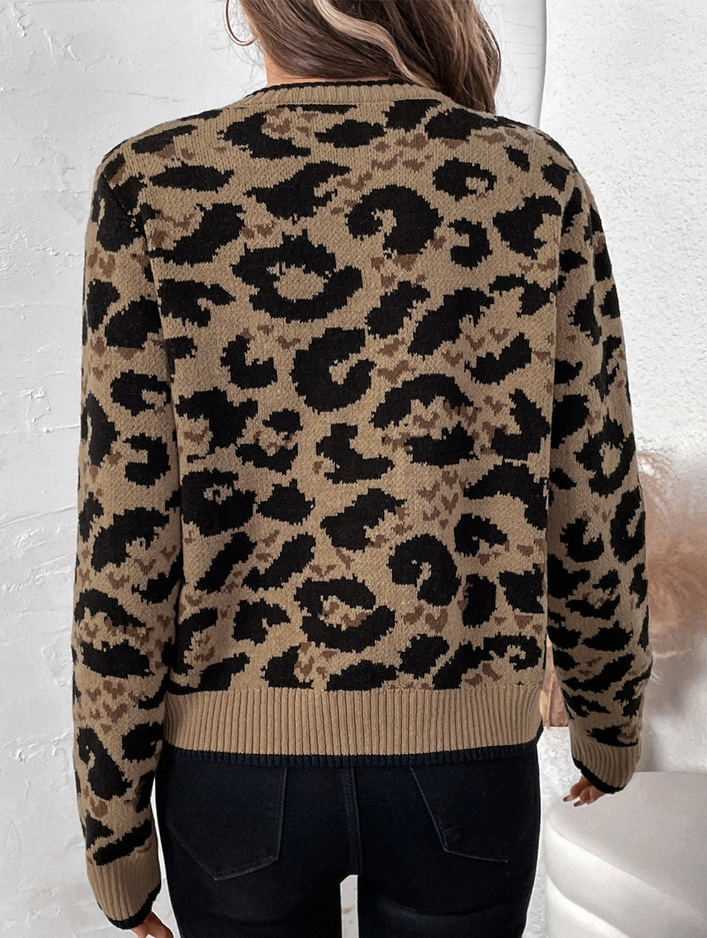 Rania Gebreid Dames Vest - Luipaardprint met Strikdetail