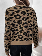 Rania Gebreid Dames Vest - Luipaardprint met Strikdetail