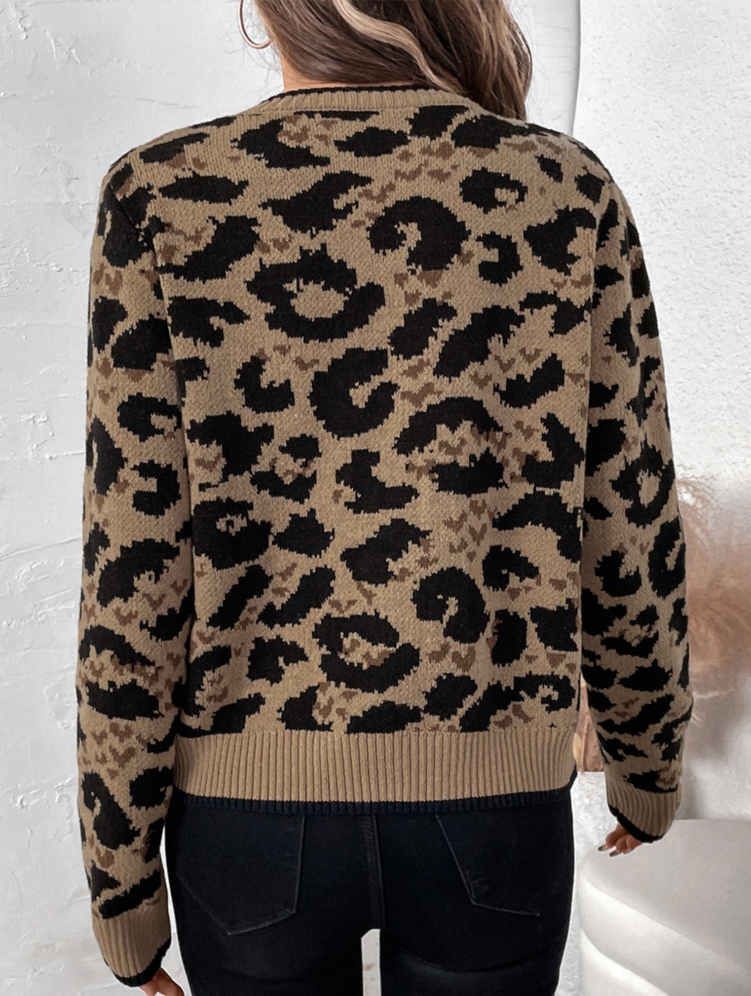 Rania Gebreid Dames Vest - Luipaardprint met Strikdetail