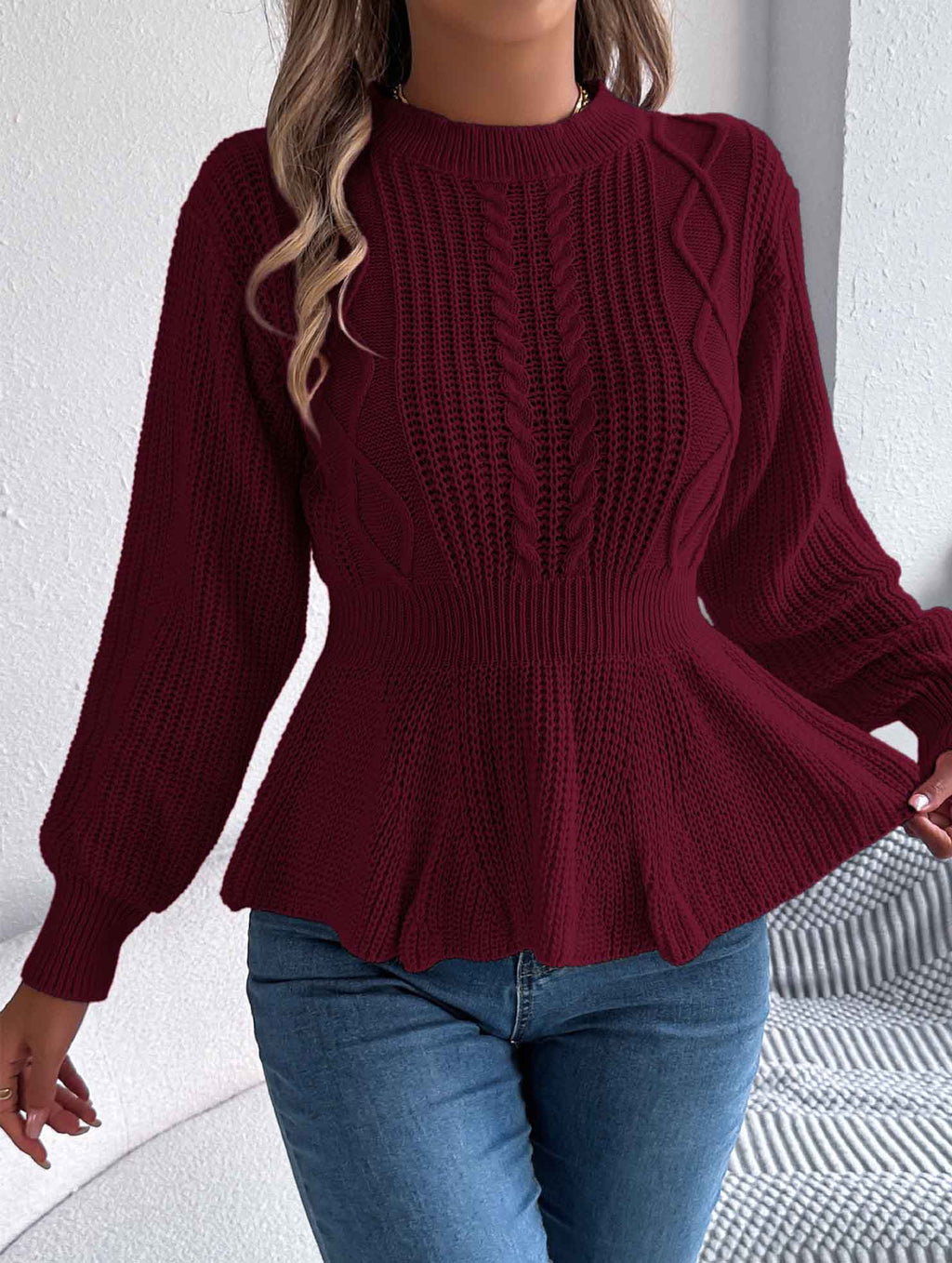 Peplum Trui met Kabeldetail