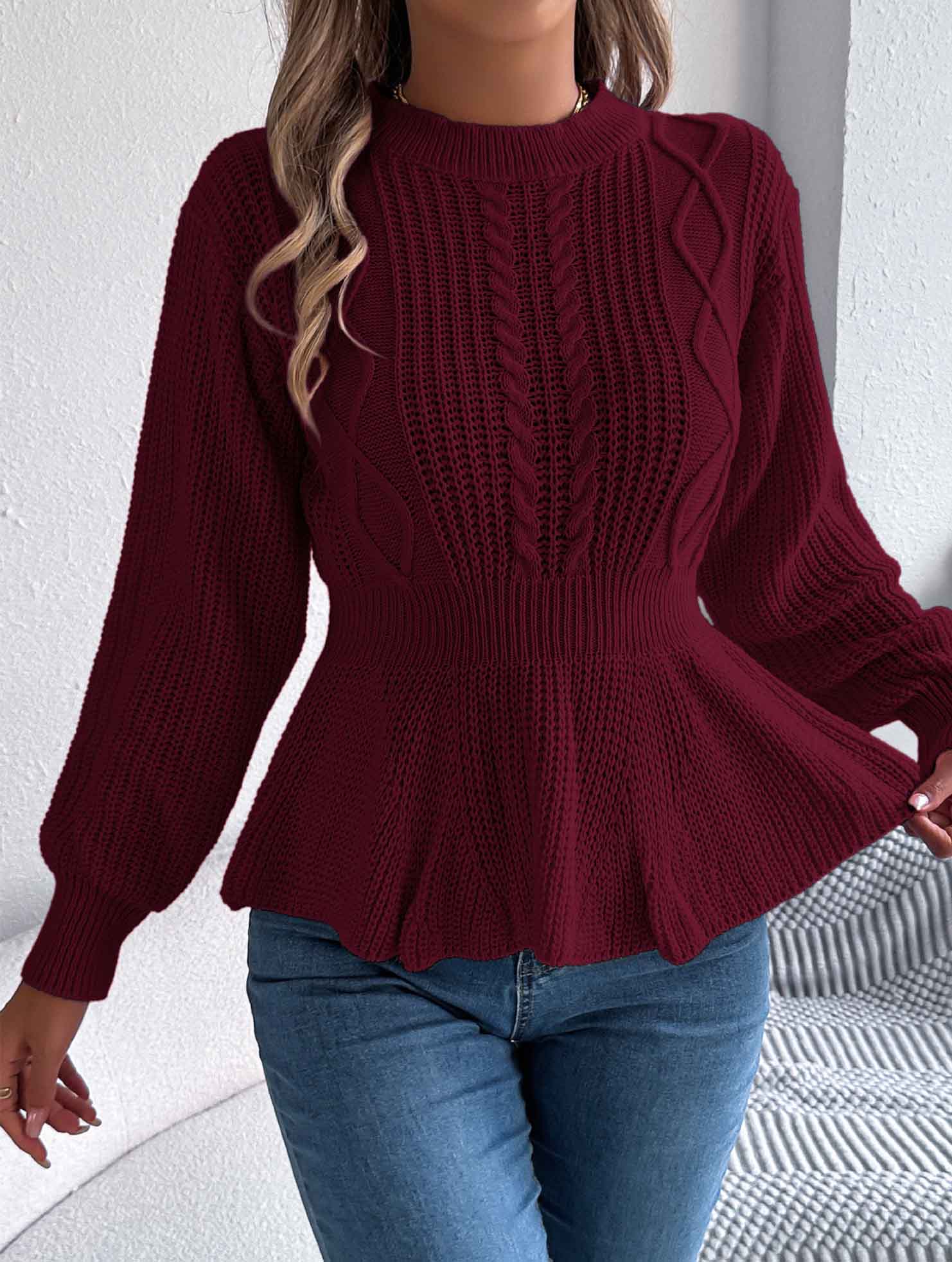 Peplum Trui met Kabeldetail