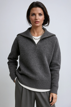 Christel Knit Sweater  - Eigentijdse Quarter-zip Trui