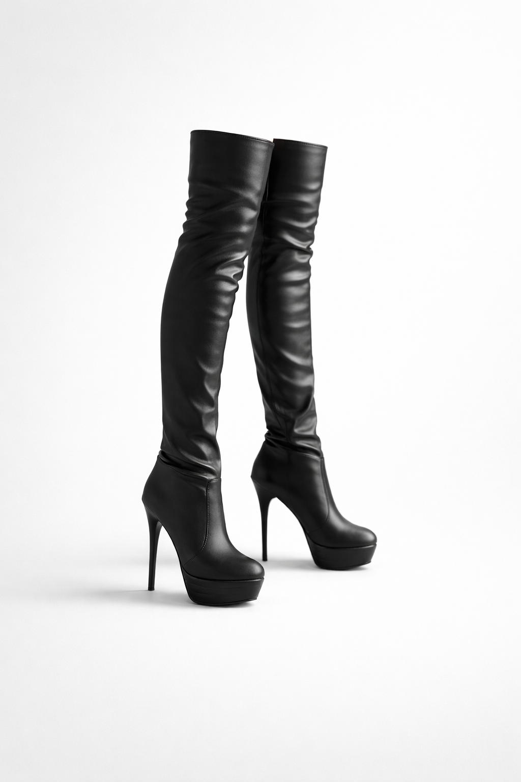 Valentina Noir | Luxe Leatherfeel Overknee High Heel Boots