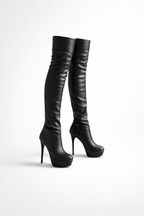 Valentina Noir | Luxe Leatherfeel Overknee High Heel Boots
