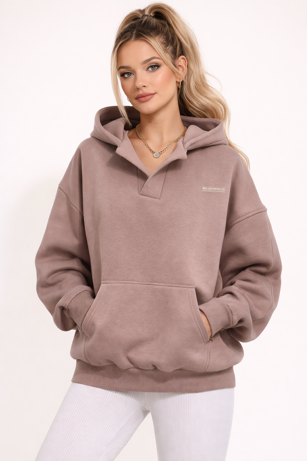Hoodie met V-hals