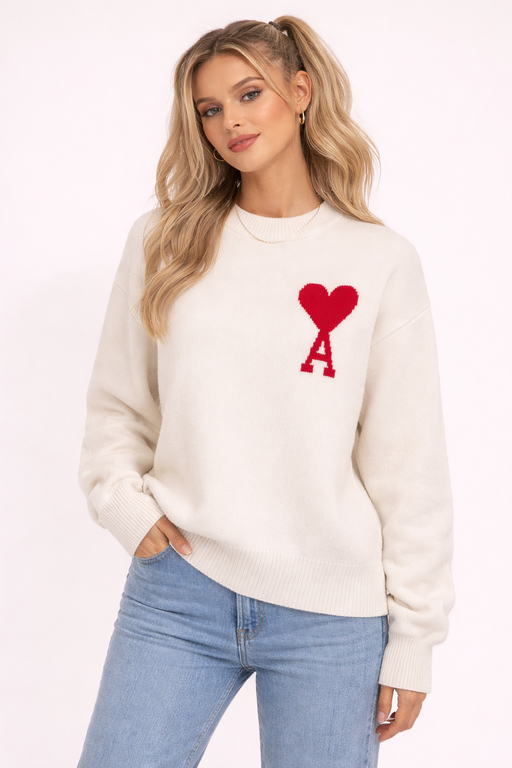 Streetwear Trui met Geborduurd Hartlogo