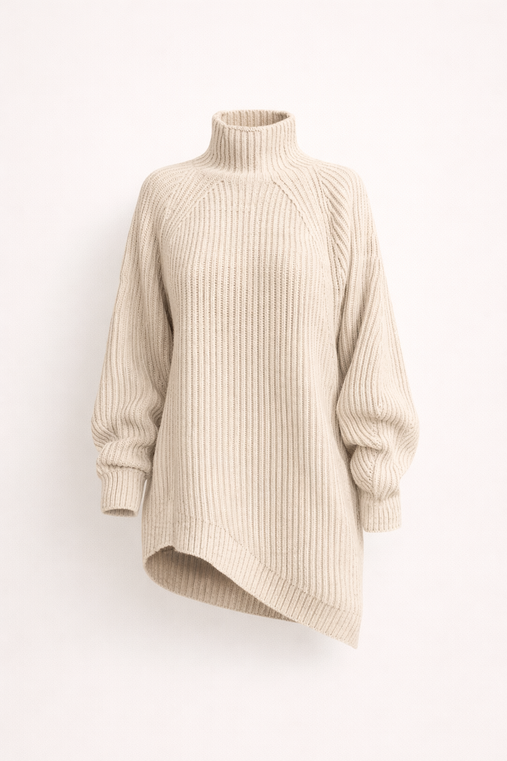 Gebreide Sweaterjurk met Hoge Hals
