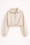 Sweatshirt met Halve Rits Kraag en Trekkoord