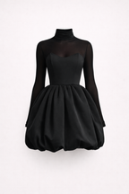 Mini Jurk met Sheer Mouwen en Bubble Rok