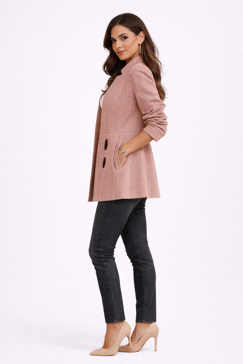 Helena Tweed Blazer voor Dames - Eigentijds met Decoratieve Knoppen