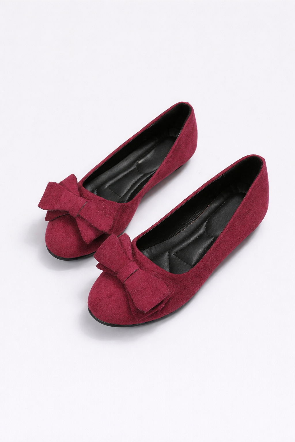 Suède-look Ballerina's met Strikdetail