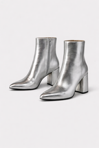 Marla Dames Metallic Zilveren Enkellaarzen