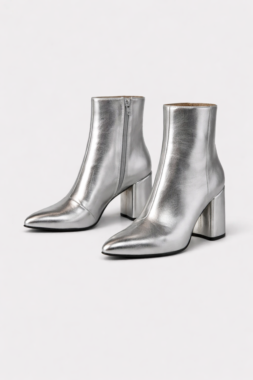 Marla Dames Metallic Zilveren Enkellaarzen