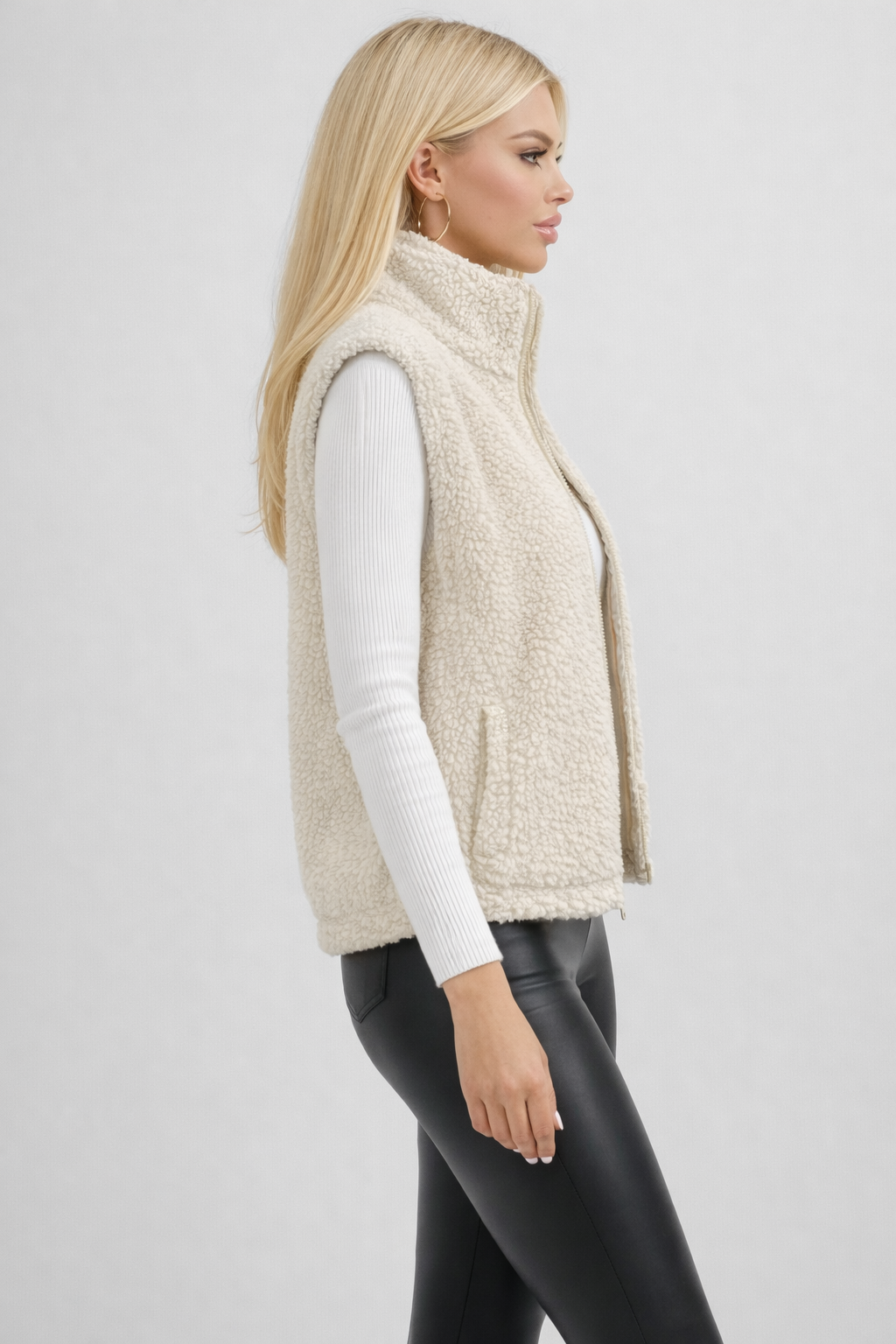 Ernest - Fleece Vest Dames met Sherpa textuur