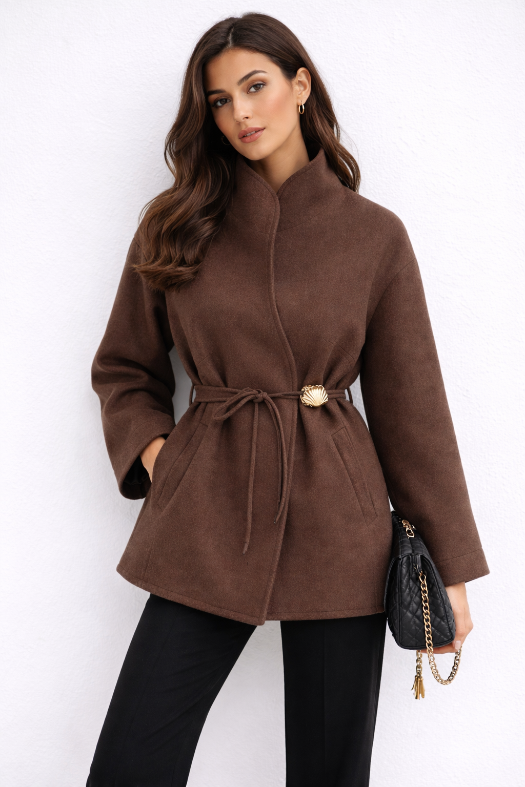 Bobby Wollenblend Dames Jas - Elegant met Hoge Halslijn