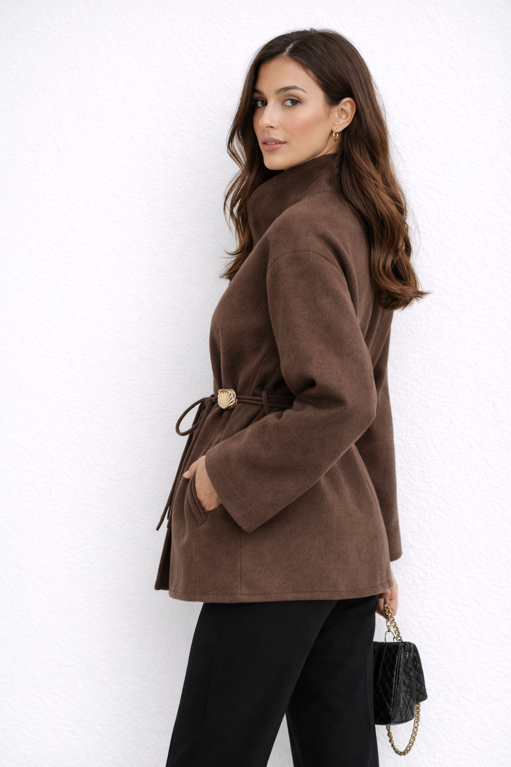 Bobby Wollenblend Dames Jas - Elegant met Hoge Halslijn