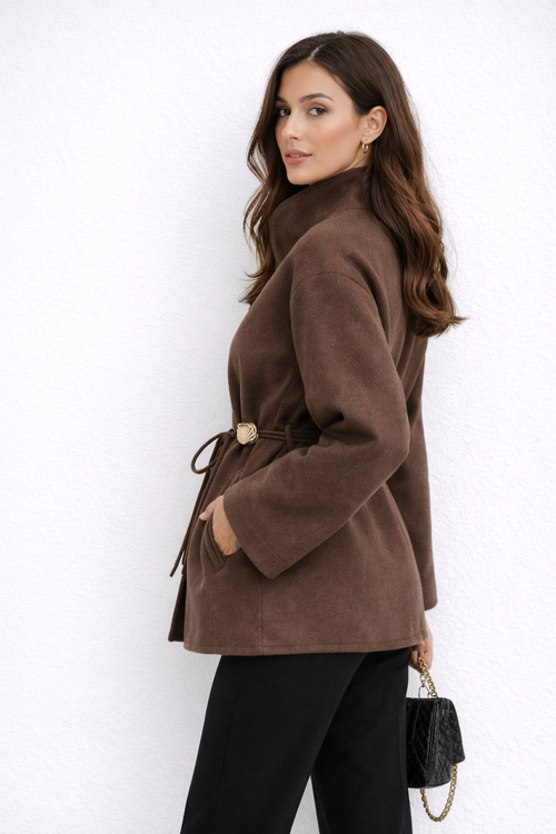 Bobby Wollenblend Dames Jas - Elegant met Hoge Halslijn