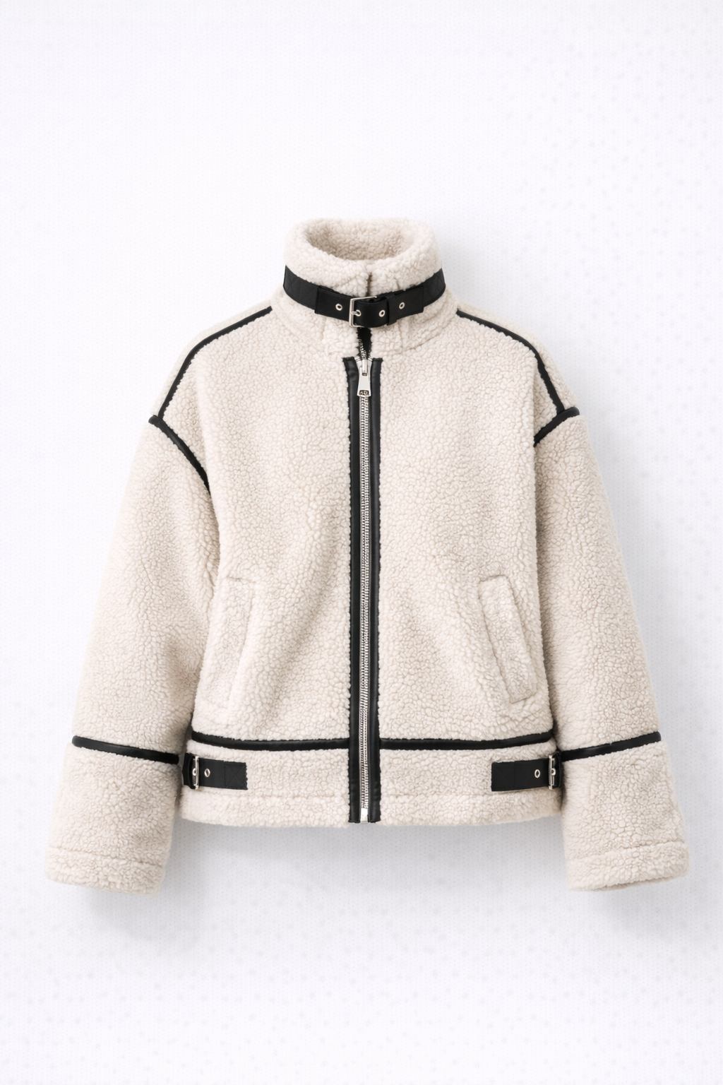 Andra Faux Shearling Aviator Jas Dames - Casual Chic met Contrast Trim