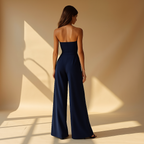 Strapless Jumpsuit met Wijde Pijpen